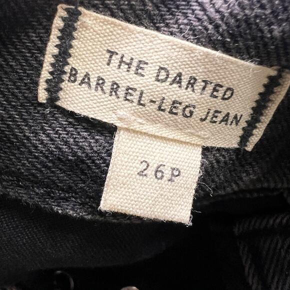 Madewell The Darted Barrel Leg Jeans Petite Size 26P Black Button Fly Boho Denim - Picture 12 of 16